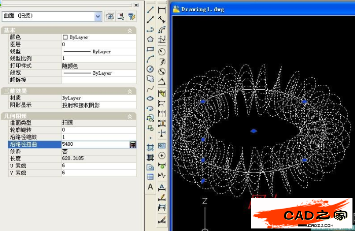 AutoCAD 2008三维教程：环形弹簧及弧线弹簧的几种画法_中国教程网